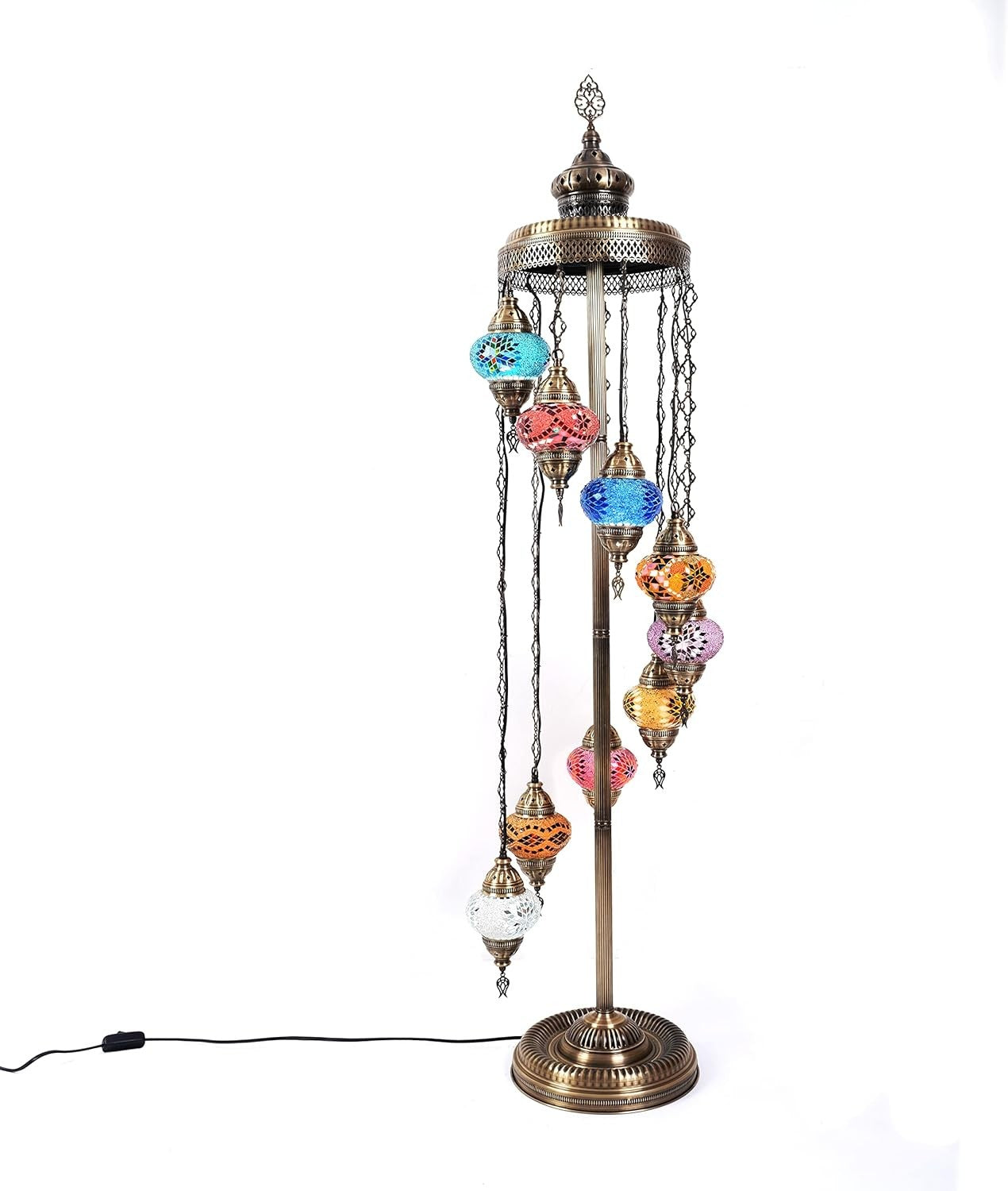Turkish Mosaic Floor Lamp 9 Globe Standing Light Multicolour 70in Decor