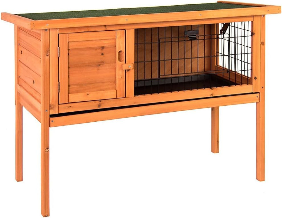 Raised Wooden Rabbit Hutch Outdoor Single Tier Guinea Pig Cage Shelter