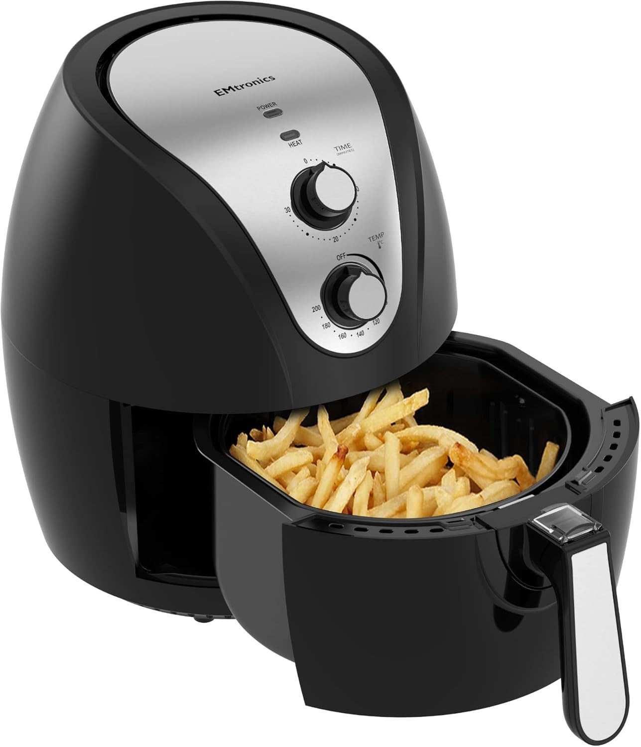 4.5L Family Air Fryer 1400W Oil Free Low Fat Cooker 30min Timer Black