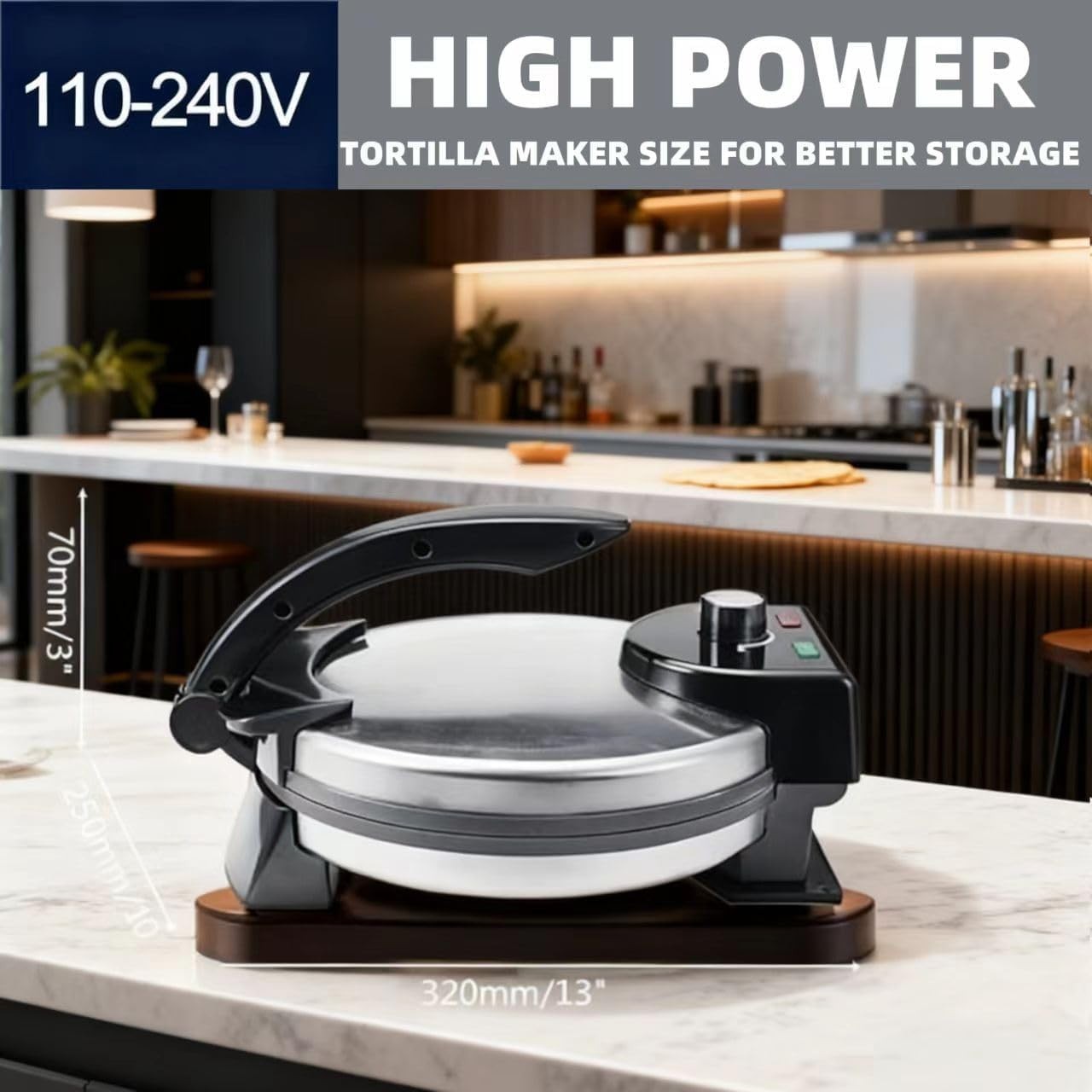 2000W 12" Electric Pancake & Roti Maker | Non-Stick Double-Sided