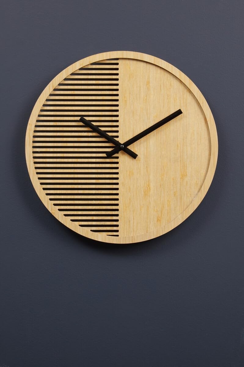 Modern Wooden Wall Clock 40cm Minimalist Scandi Design Silent Smooth Sweep