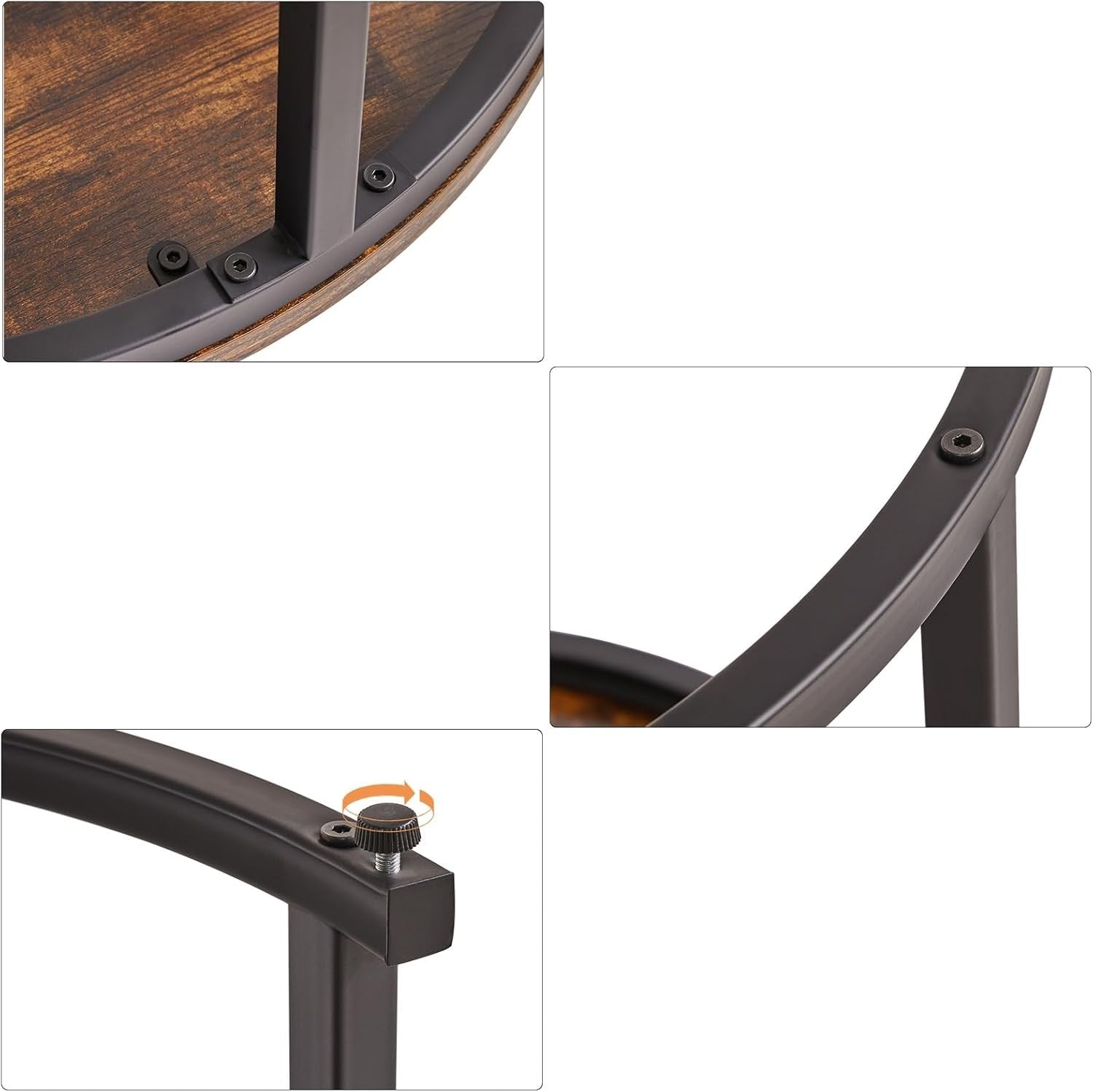 Round Nesting Coffee Tables Set of 2 | Rustic Wood & Metal Side Table for Living