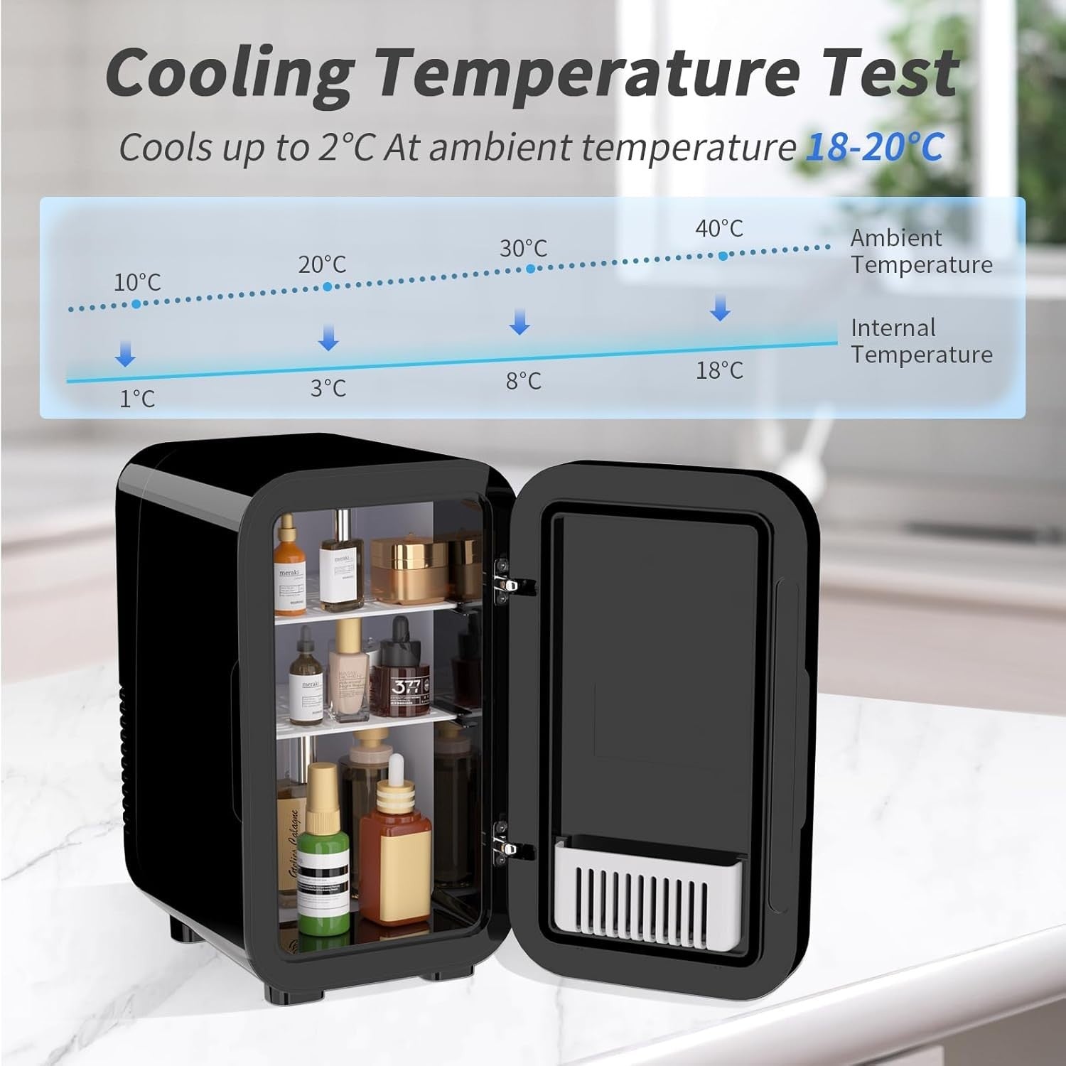 6L Mini Fridge Portable AC/DC Cooler Warmer Bedroom Skincare Black