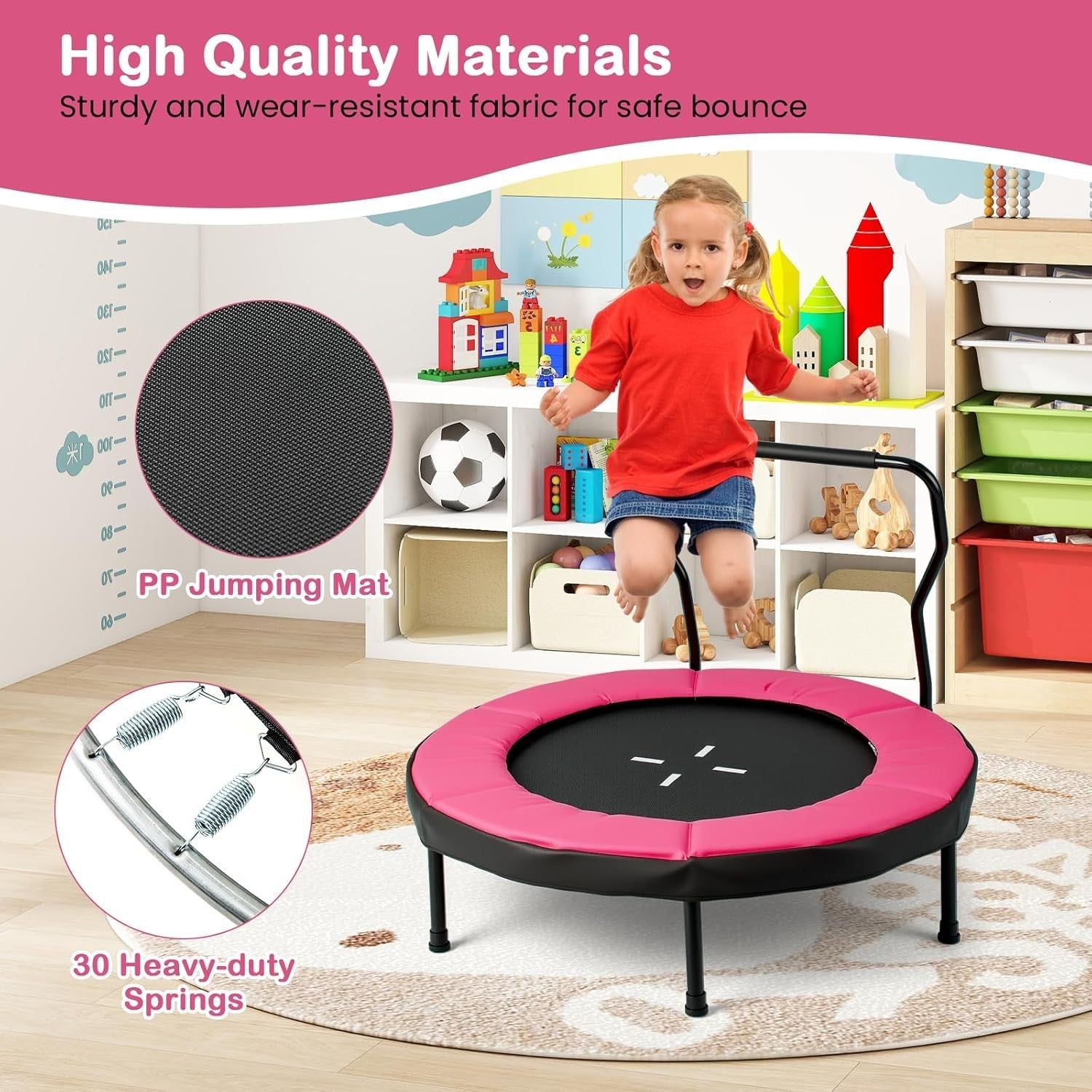 40 Inch Kids Trampoline with Foam Handle No-Gap Safety Pad Indoor Outdoor