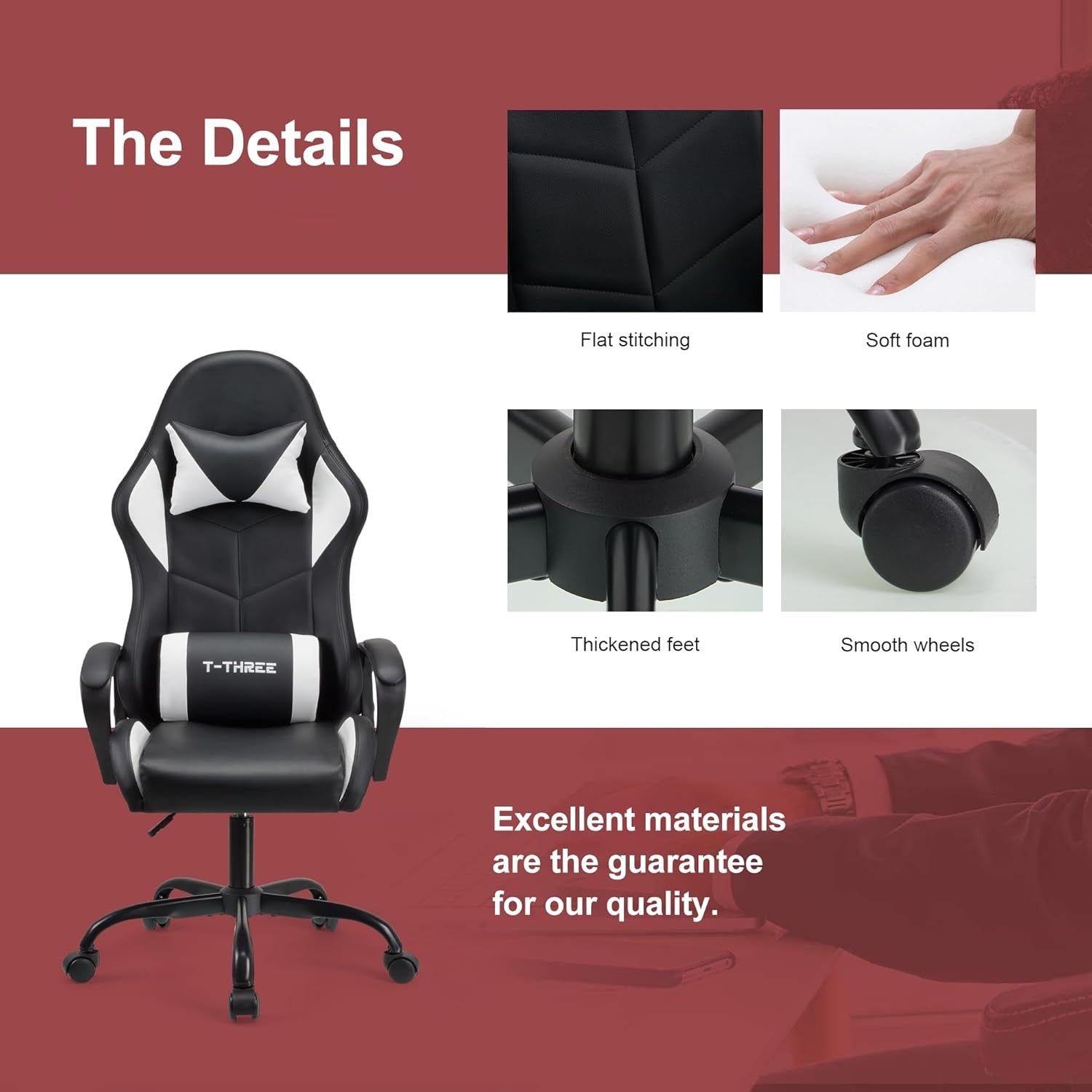 Ergonomic Gaming Chair High Back Swivel Office Chair White