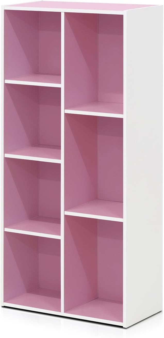 7 Cube Reversible Bookcase Storage Open Shelf Compact Design Organizer Pink