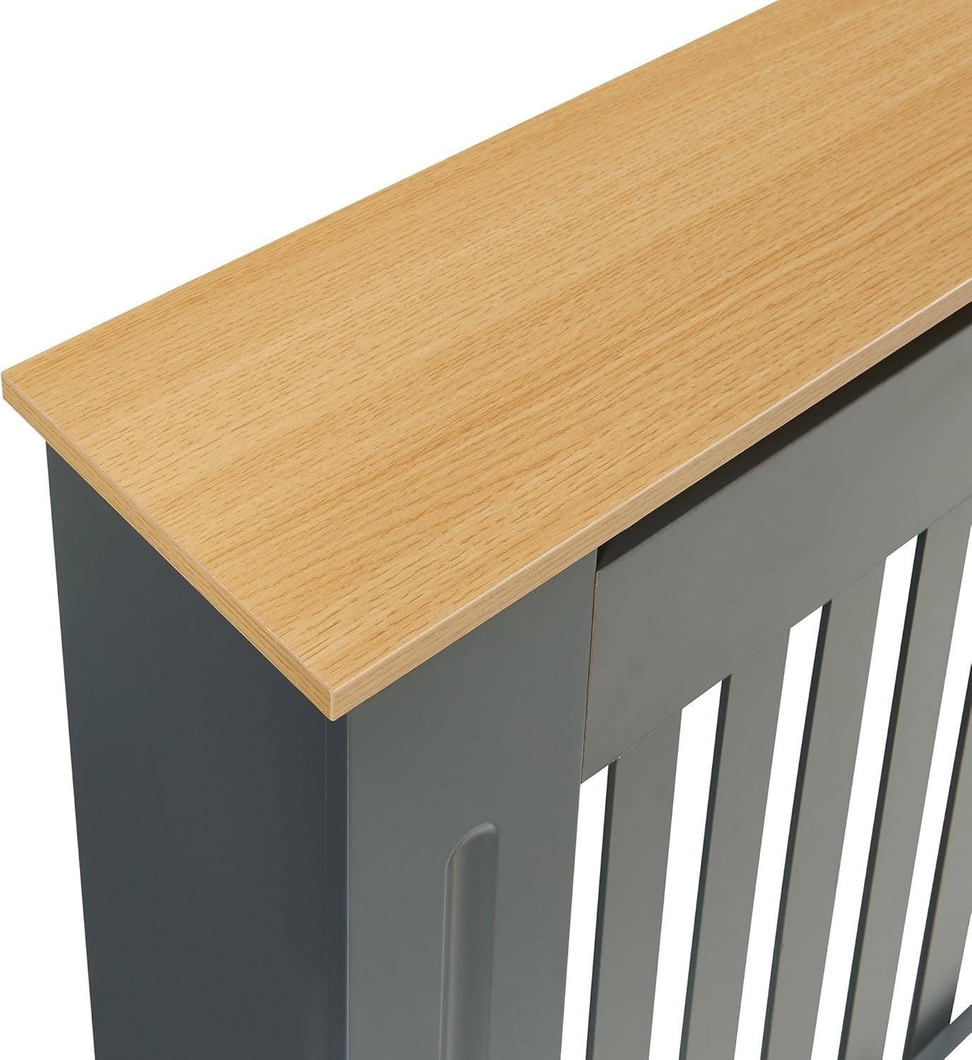 Modern Grey Radiator Cover Small Slatted Wood Cabinet 78cm Heating Cover