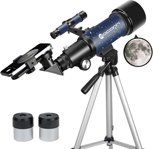 70 mm Refractor Telescope Portable AZ Mount Tripod Phone Adapter Blue