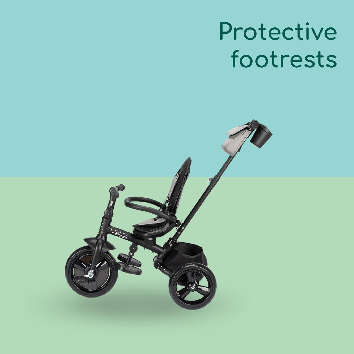 Foldable Baby Trike with Parent Handle Canopy 10M-4Y Toddler Bike Grey