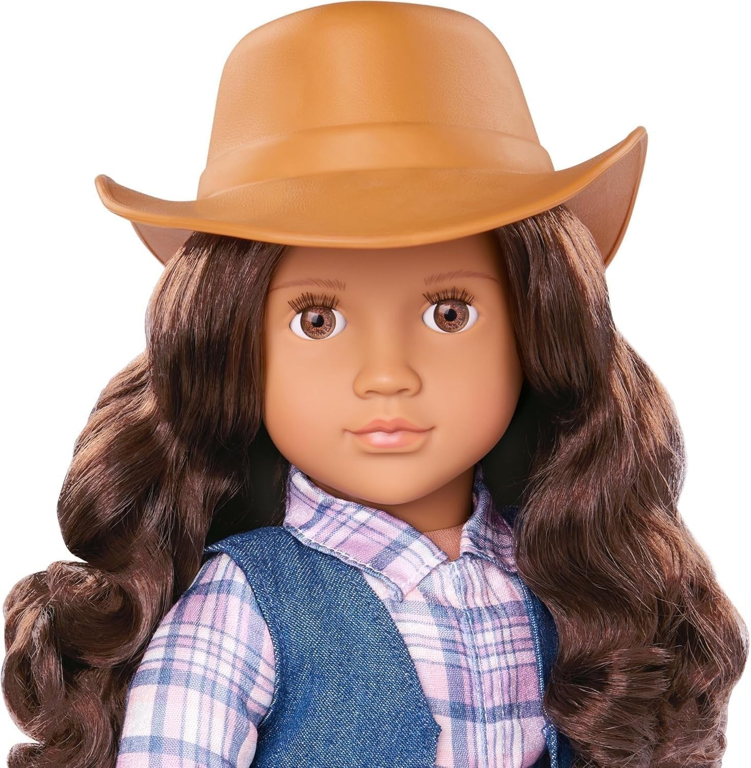 18in Cowgirl Doll Western Outfit Brown Eyes Wavy Hair Riding Boots