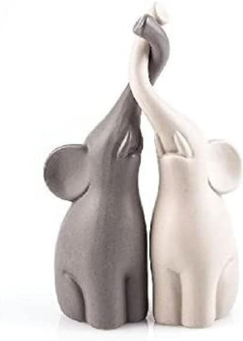Modern Ceramic Elephant Couple Ornament 25.5cm | Romantic Home Decor Gift