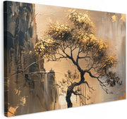 Gold Tree Canvas Wall Art Modern Abstract Nature Print 35x24 Living Room Decor