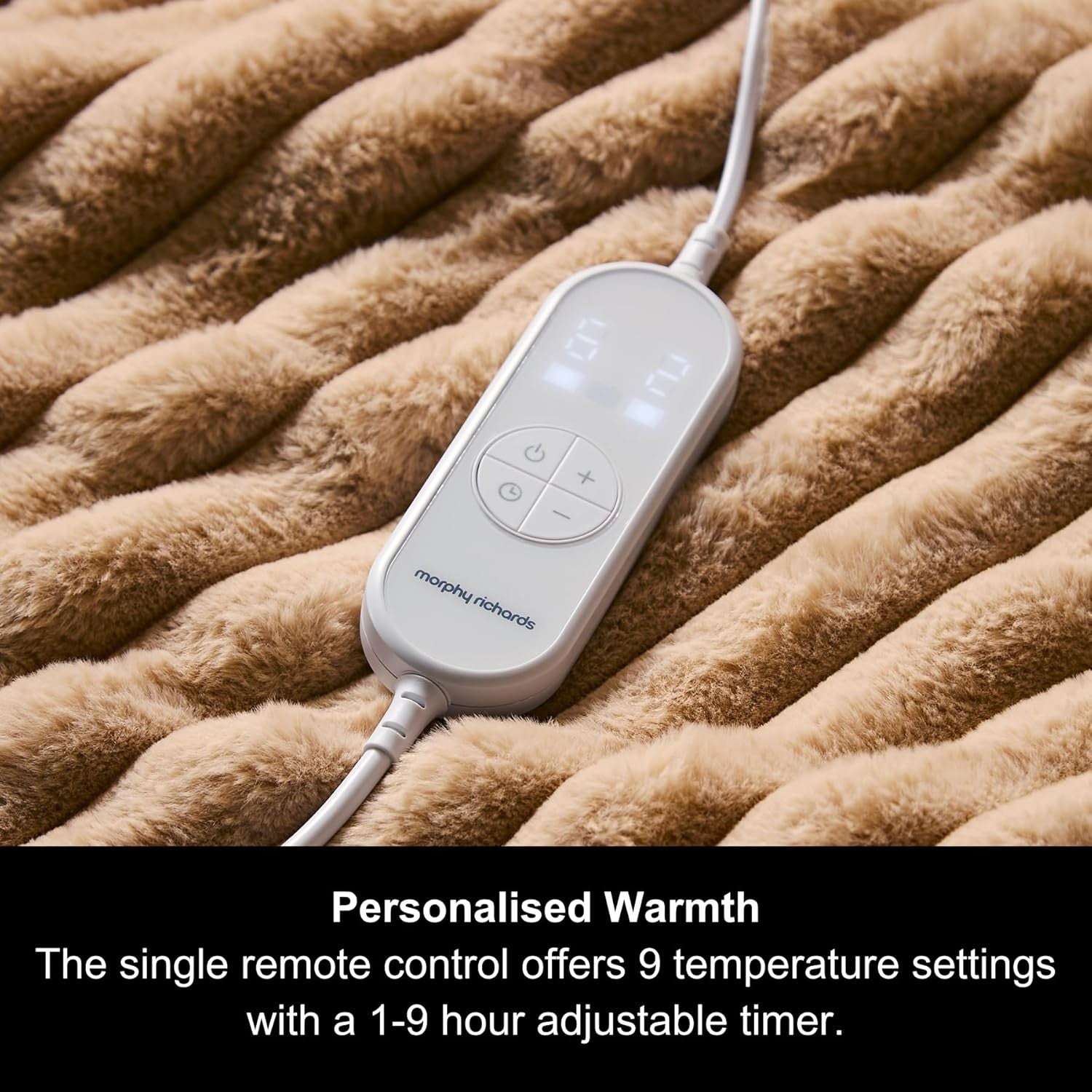 Electric Heated Throw Blanket 160x130cm Teddy Fleece 9 Heat Washable