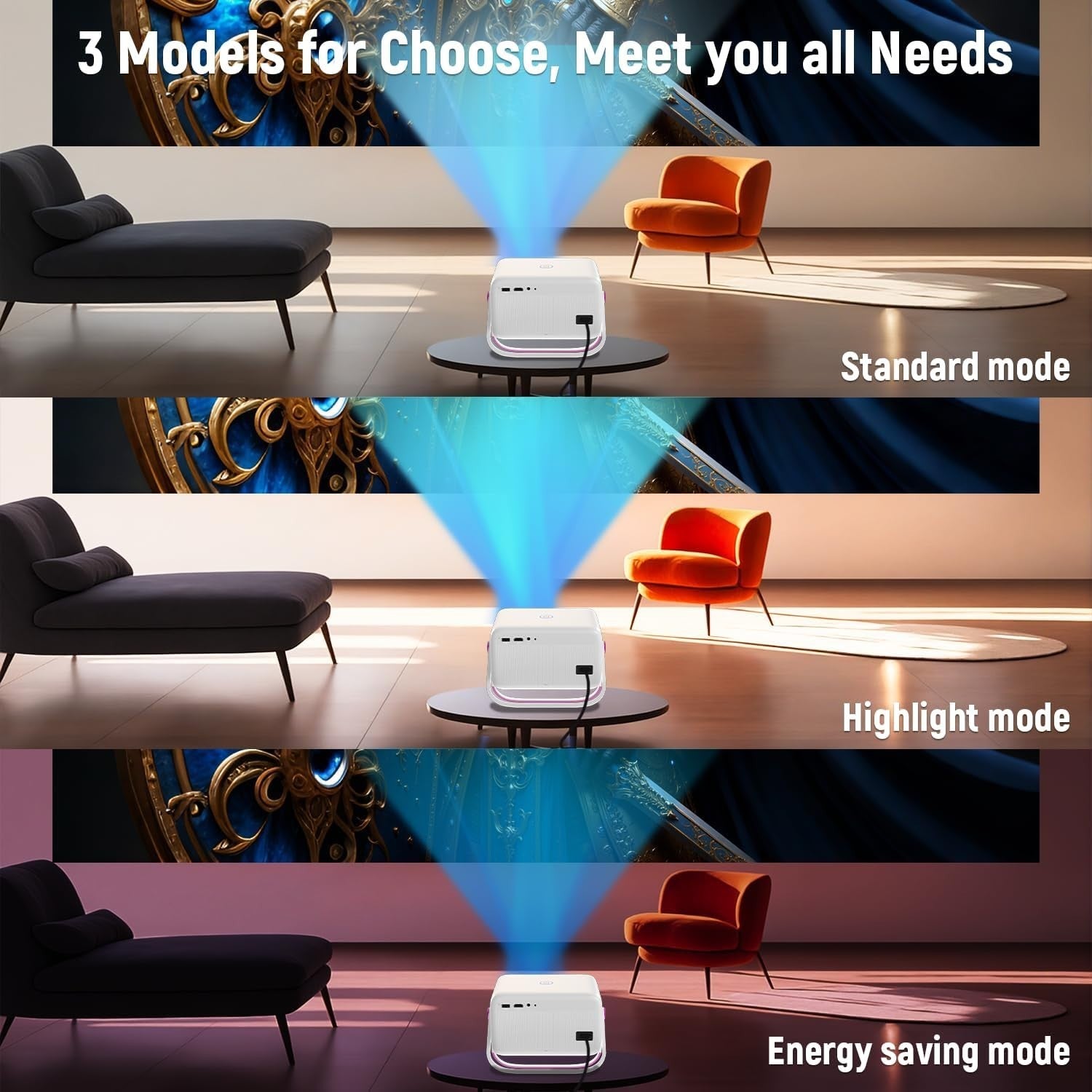 4K 1080P Smart Projector WiFi Bluetooth Auto Keystone Electric Focus