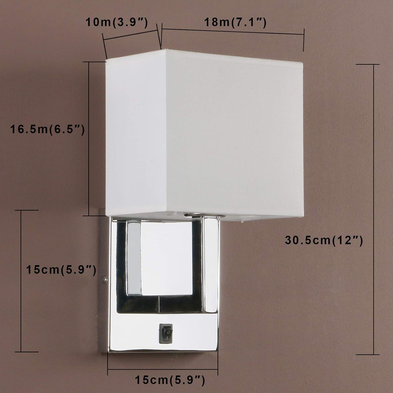 Vintage Linen Wall Lampshade Set, LED Compatible, Classic Chrome Sconce.