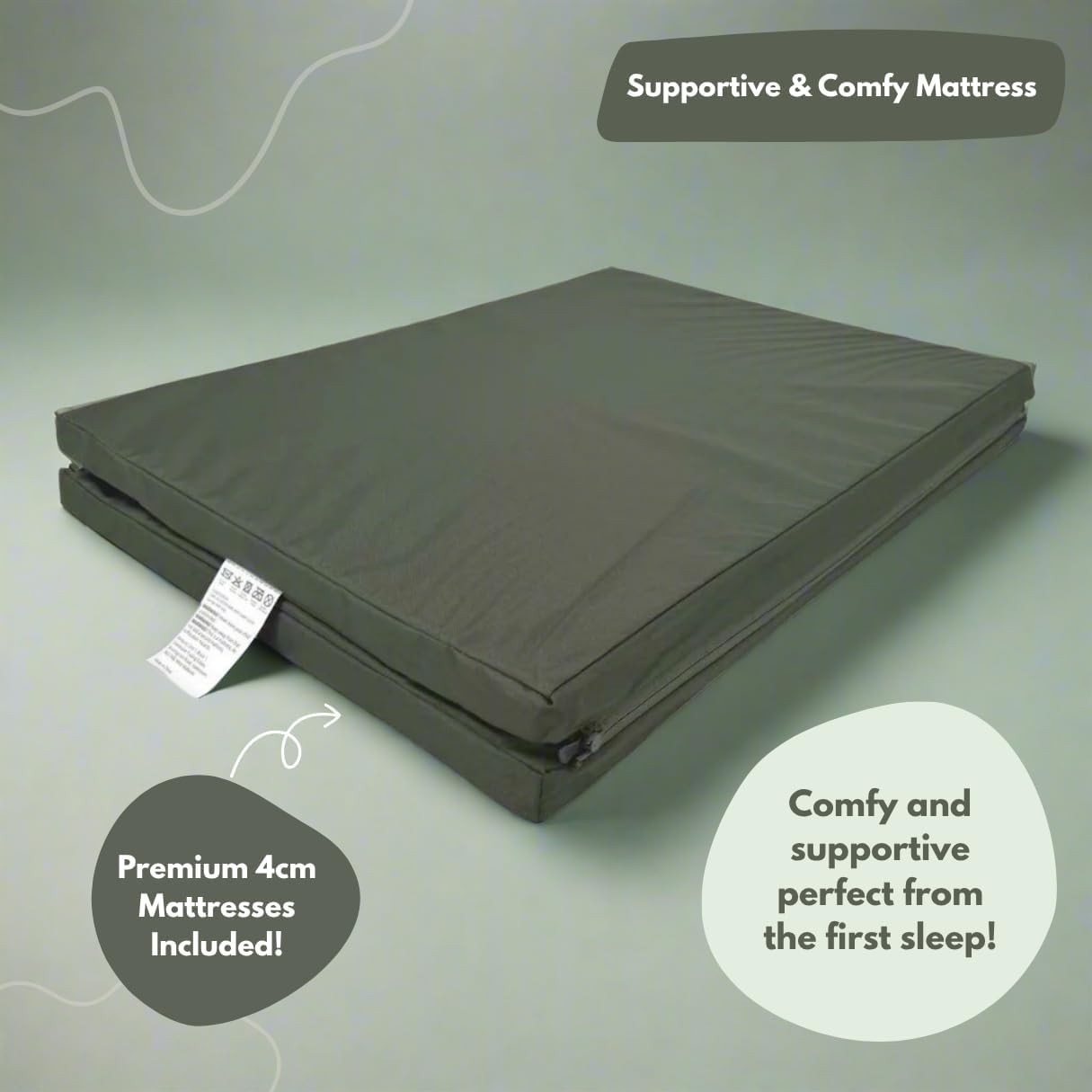 Travel Cot Playpen Lightweight Foldable Baby Bed with Mattress & Storage Green