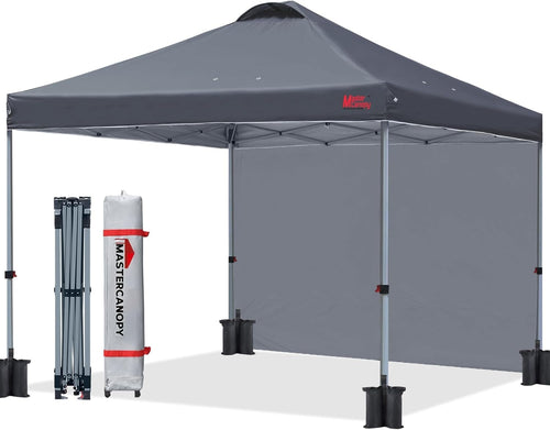 3x3M Dark Grey Pop Up Gazebo Tent With 1 Sidewall Waterproof Outdoor Shelter