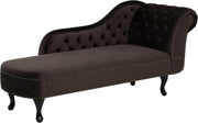 Brown Right Hand Chesterfield Chaise Lounge Velvet Fabric Classic Design