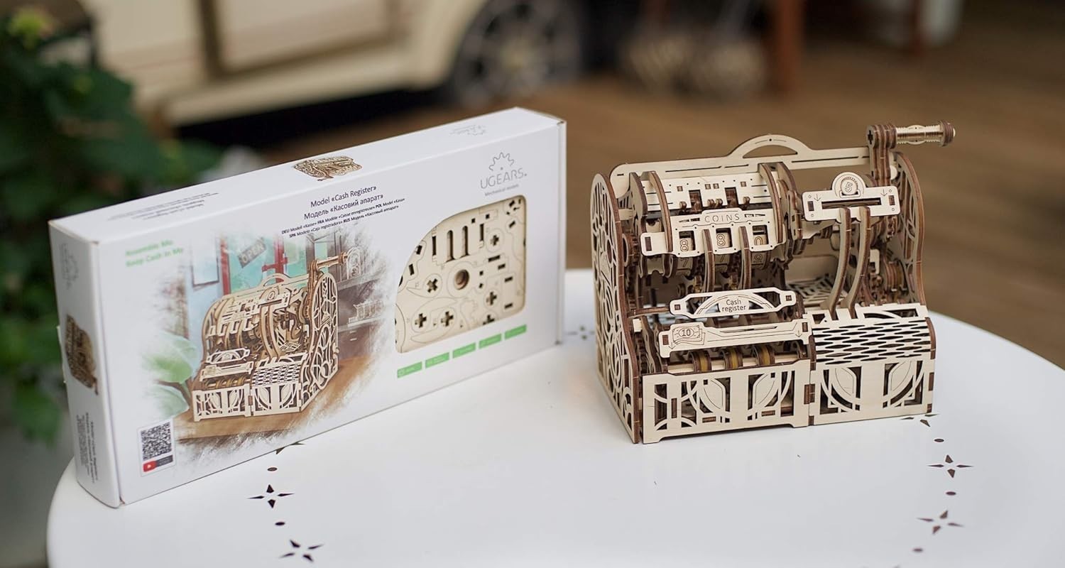 Mechanical 3D Wooden Cash Register Puzzle Kit with Money Storage Box
