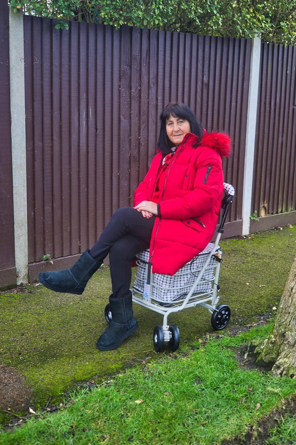 Premium 6 Wheel Mobility Shopping Trolley With Seat Backrest Sky Blue