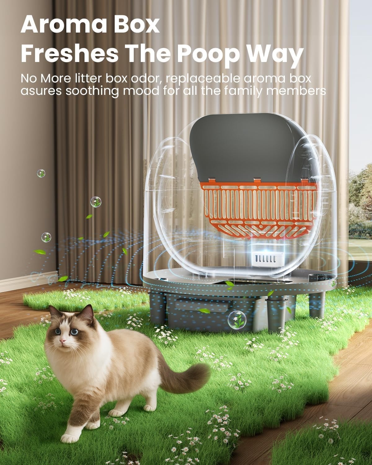 Self Cleaning Cat Litter Box APP Control Open Top Large Cat 22lbs