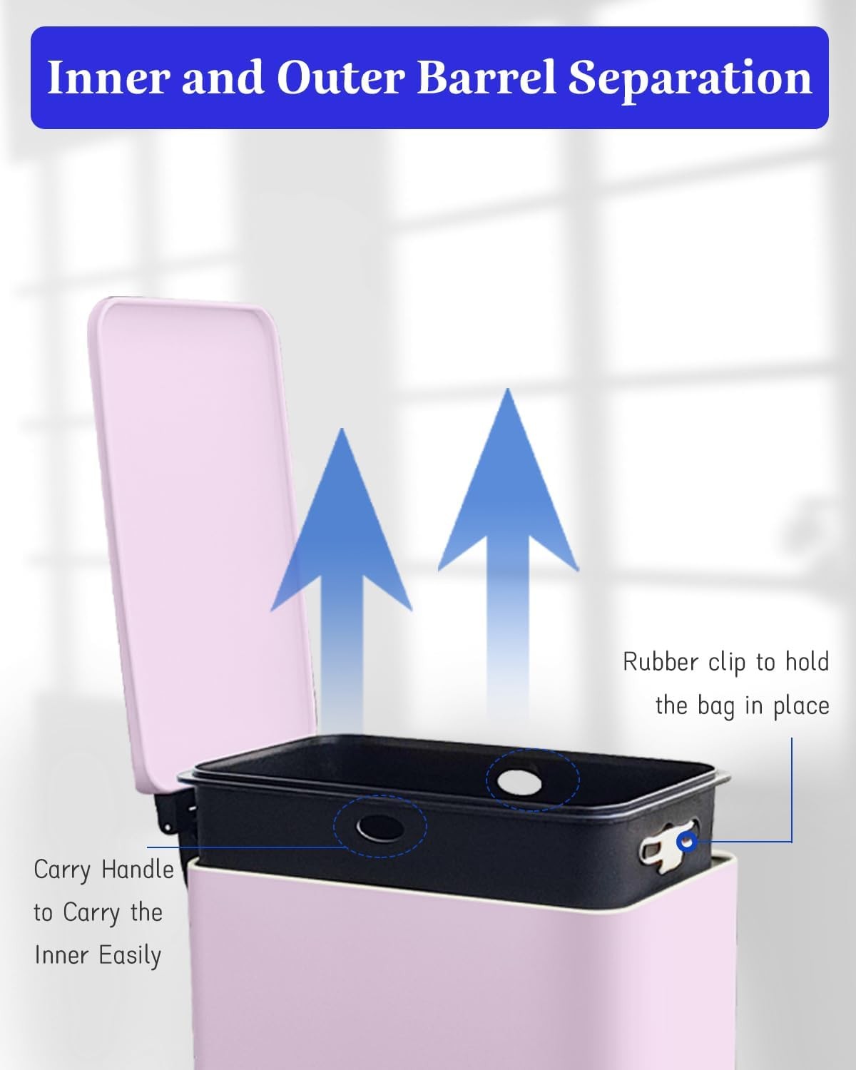10L Pink Stainless Steel Pedal Bin Slim Bathroom Soft Close Lid