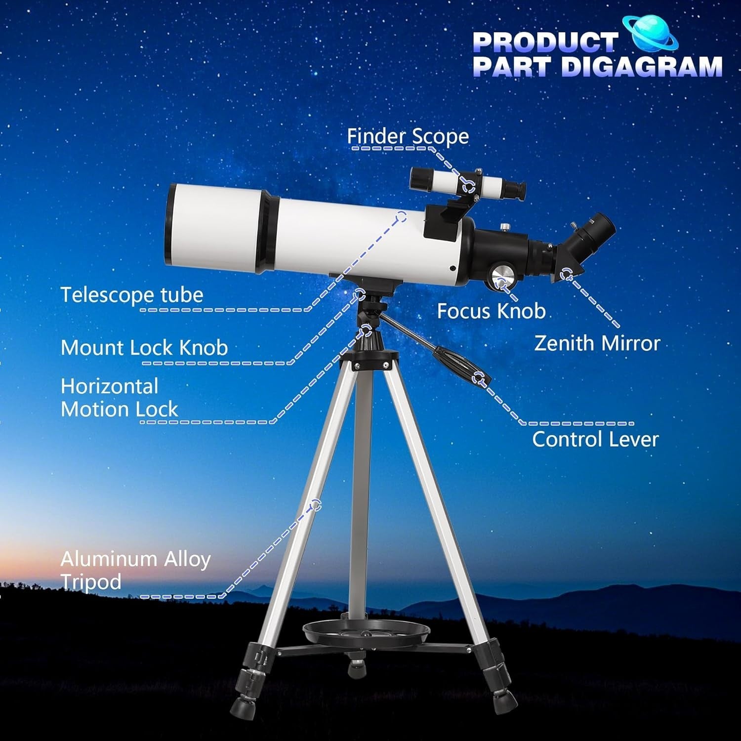 70mm Refractor Telescope for Adults & Beginners 500mm Focal Length