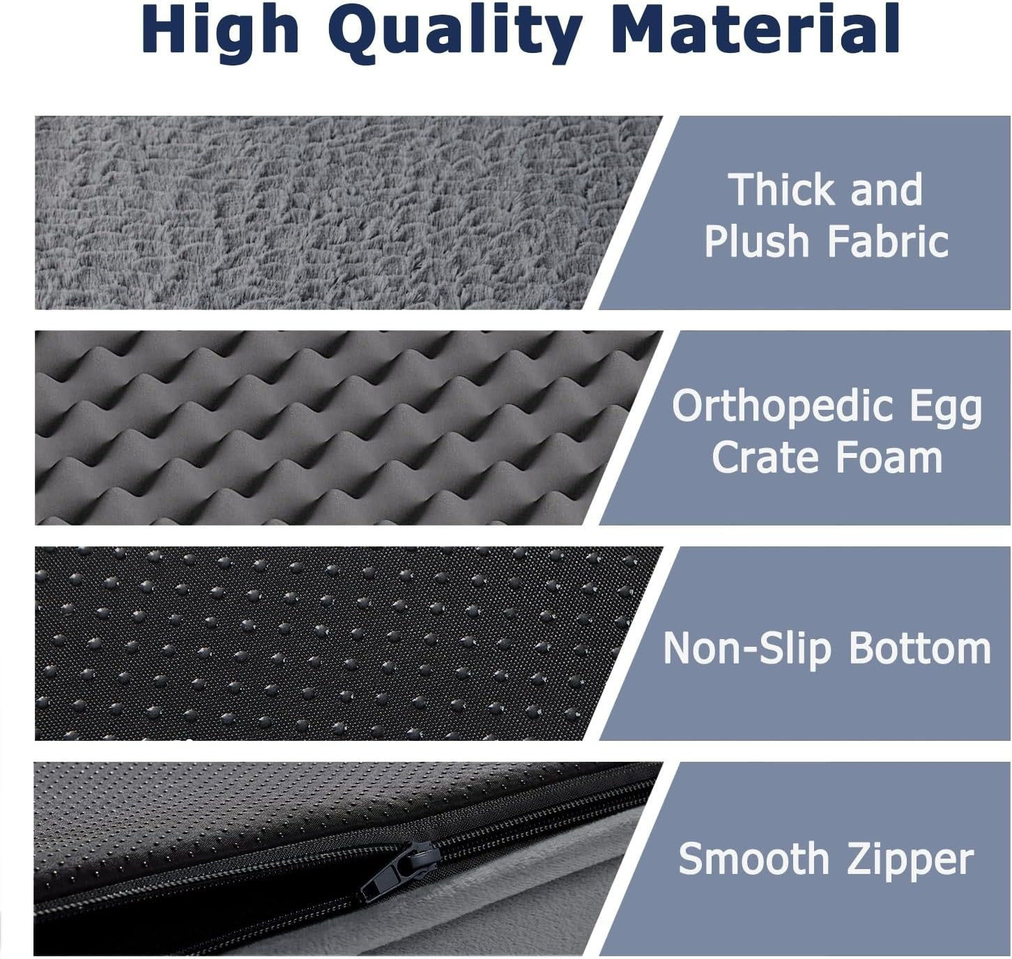 Large Orthopedic Dog Bed 91x68cm U-Shape Dark Grey