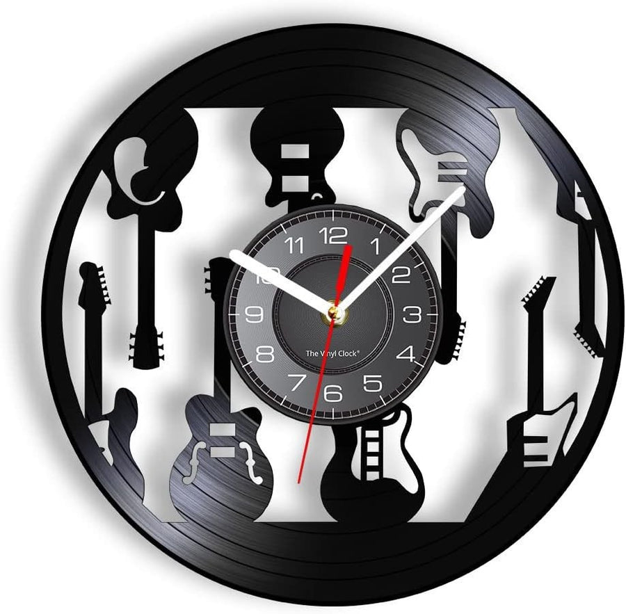 Guitar Pattern Vinyl Wall Clock Music Decor Silent Vintage Art 30cm Wall Clock