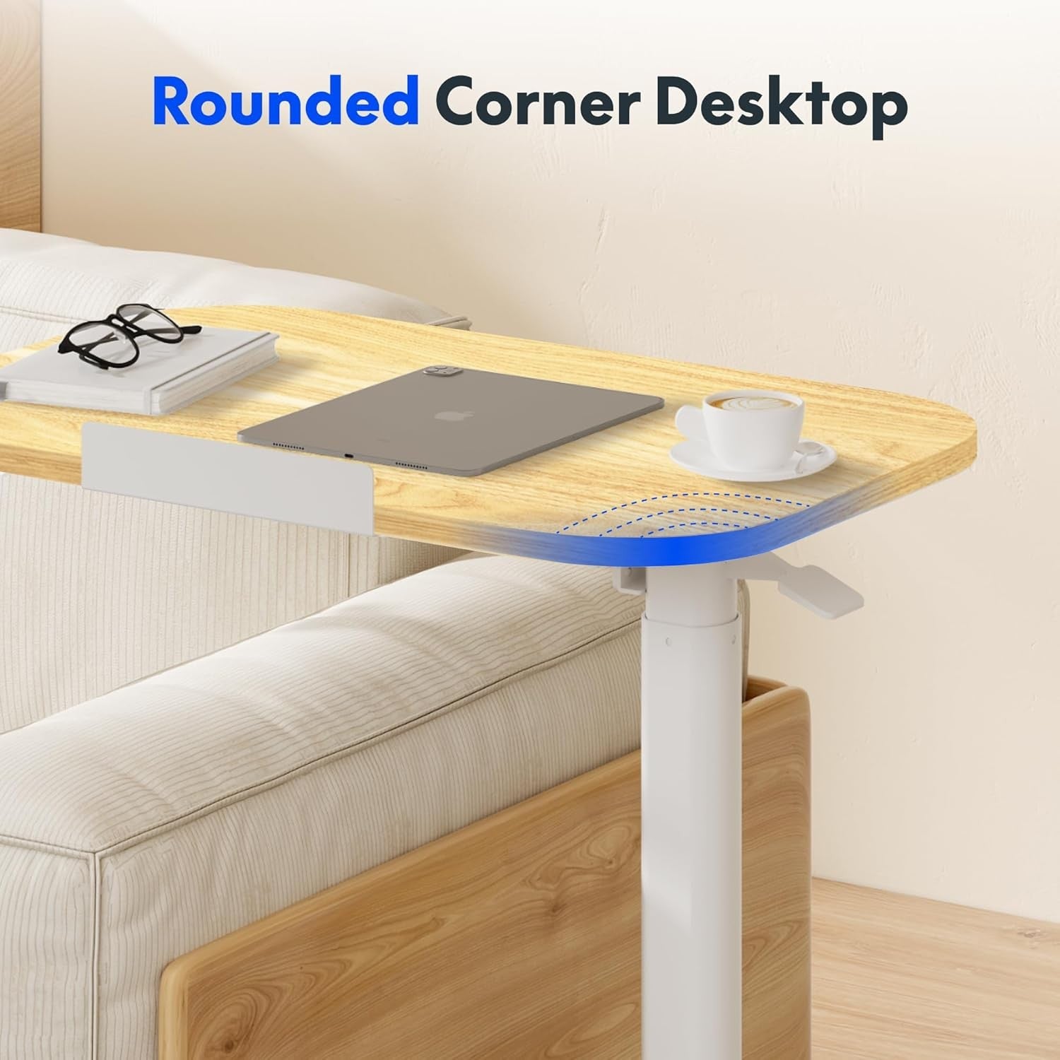 Adjustable Standing Overbed Desk Sit Stand Laptop Table Tilting Top 60x40cm