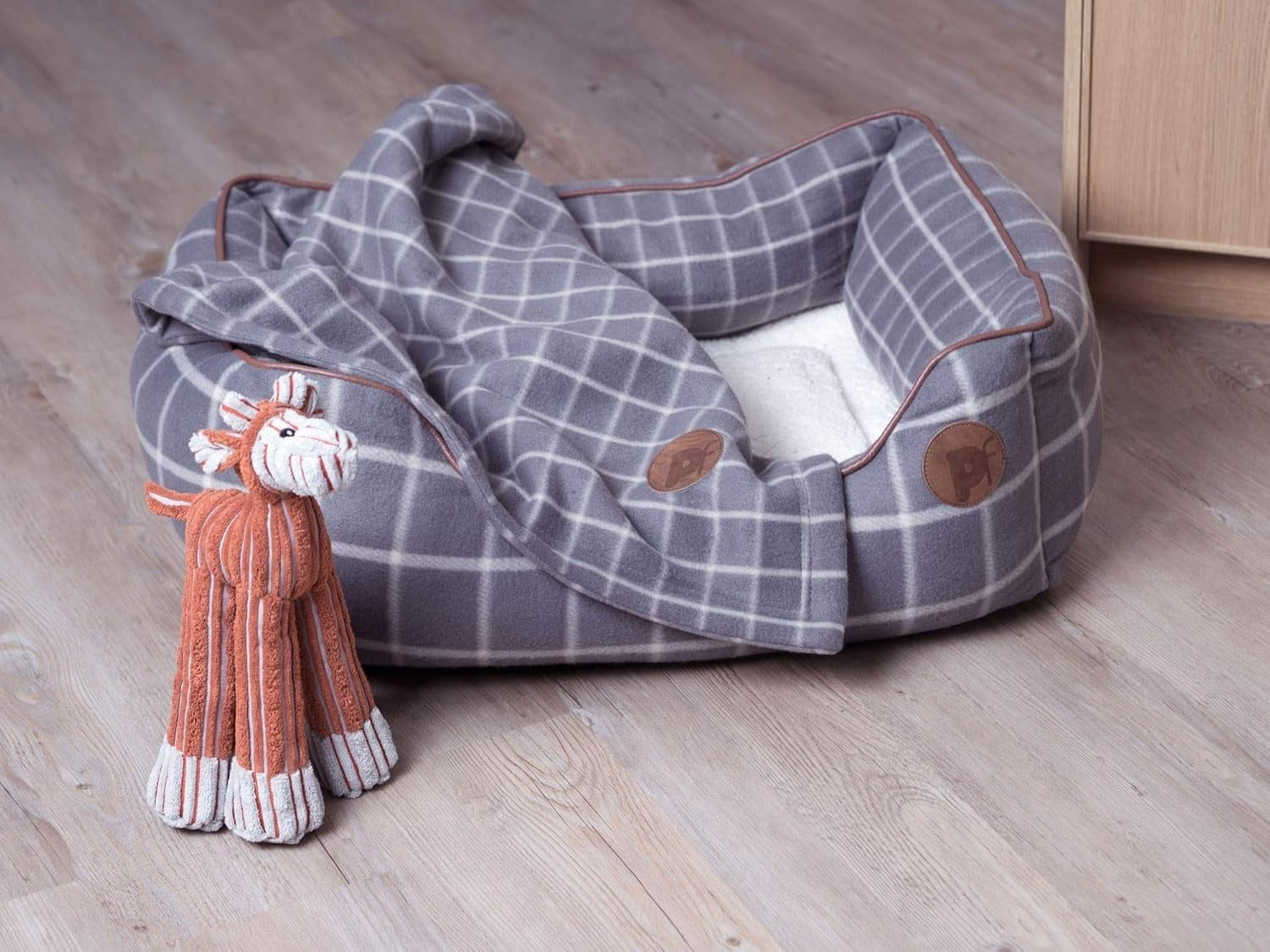 Large Square Dog Bed Washable Reversible Cushion Grey