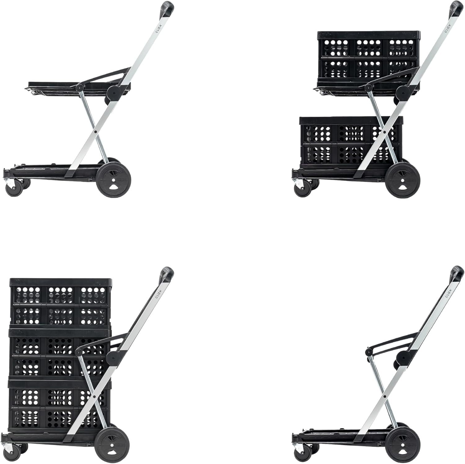 Collapsible Folding Shopping Cart Trolley Mobile Storage Crate Black