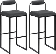 Ergonomic Velvet Bar Stool with Backrest & Footrest – Dark Grey, 95.5cm