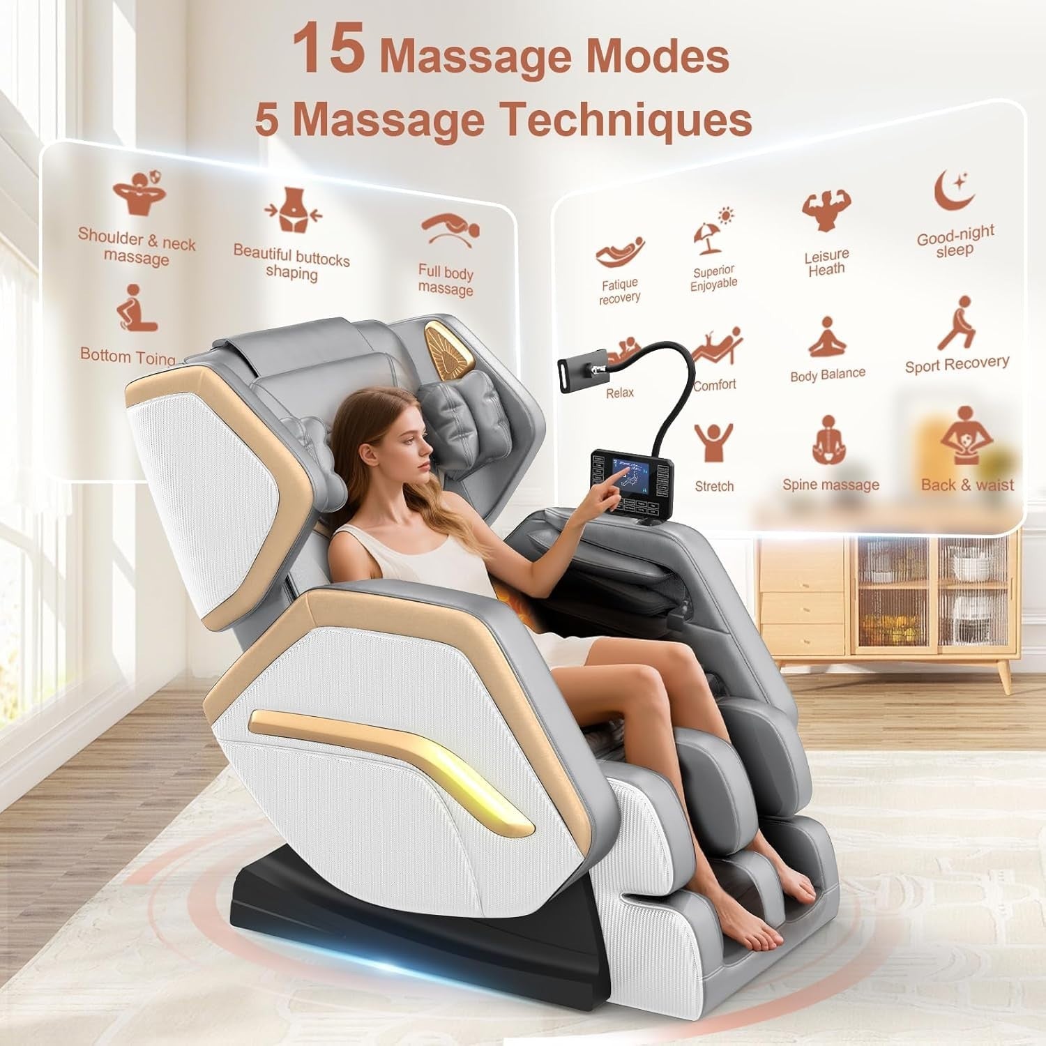 Full Body Massage Chair Zero Gravity Heating Airbags Bluetooth Recliner