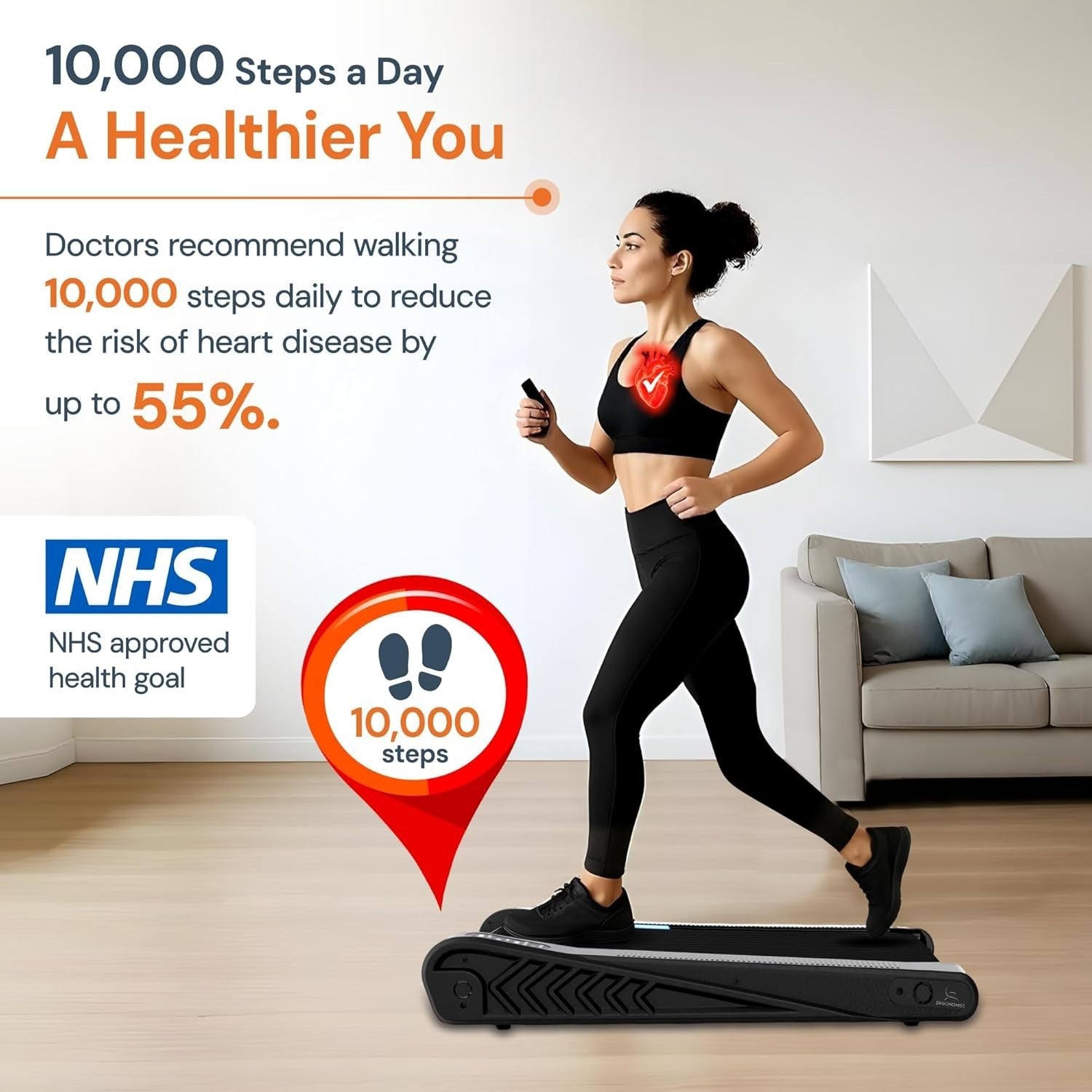 Under Desk Treadmill Mini Portable Electric Walking Pad Home Office Gym
