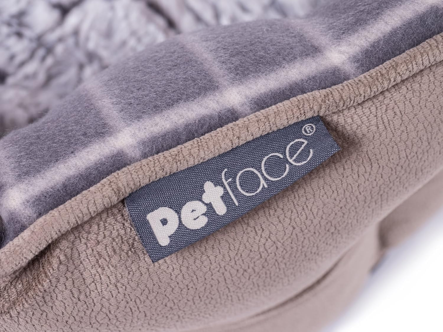 Large Oval Dog Bed Bamboo Check Washable Cushion 69cm