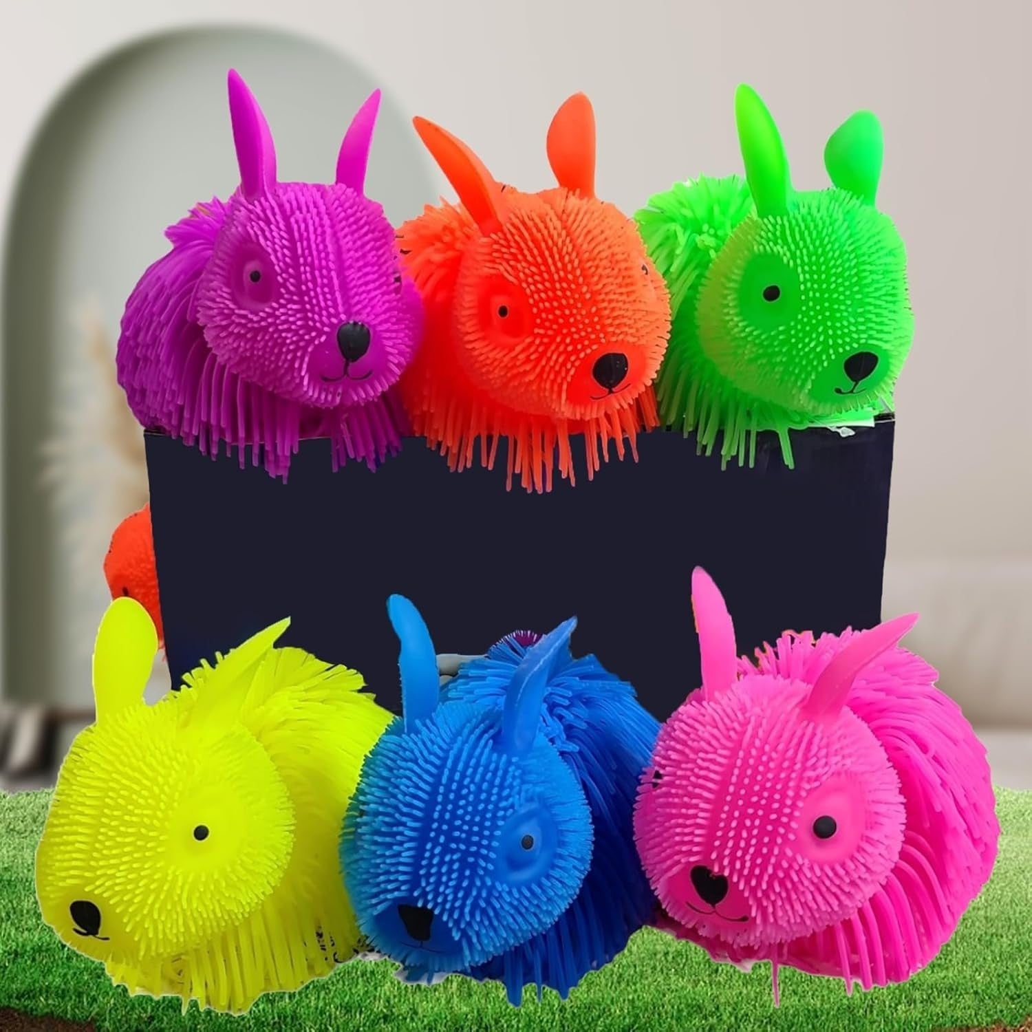 8pcs Glow Rabbit Puffer Squishy Stress Relief Fidget Toys