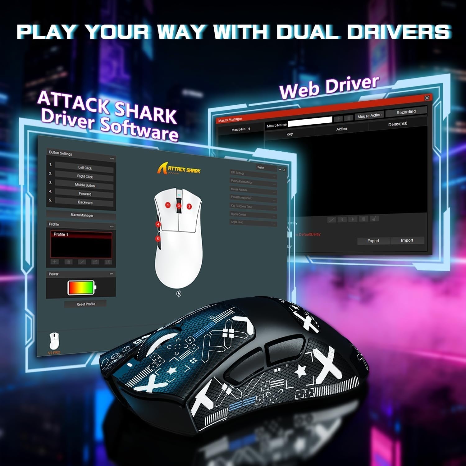 Wireless Gaming Mouse 25000 DPI Ultra-Light 65g RGB Dock 2.4G