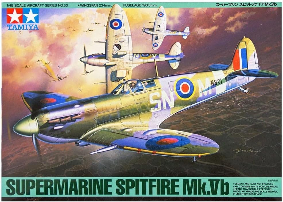 1:48 Supermarine Spitfire Mk.Vb Model Kit 50pcs Military Aircraft Scale Build