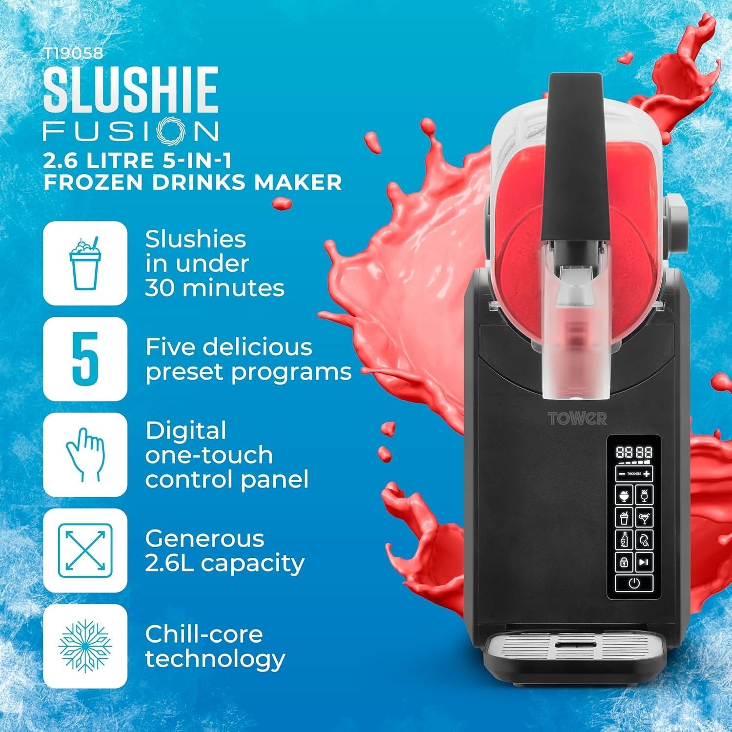 Frozen Drink Slushie Maker Machine w/ Digital Display 220W Black