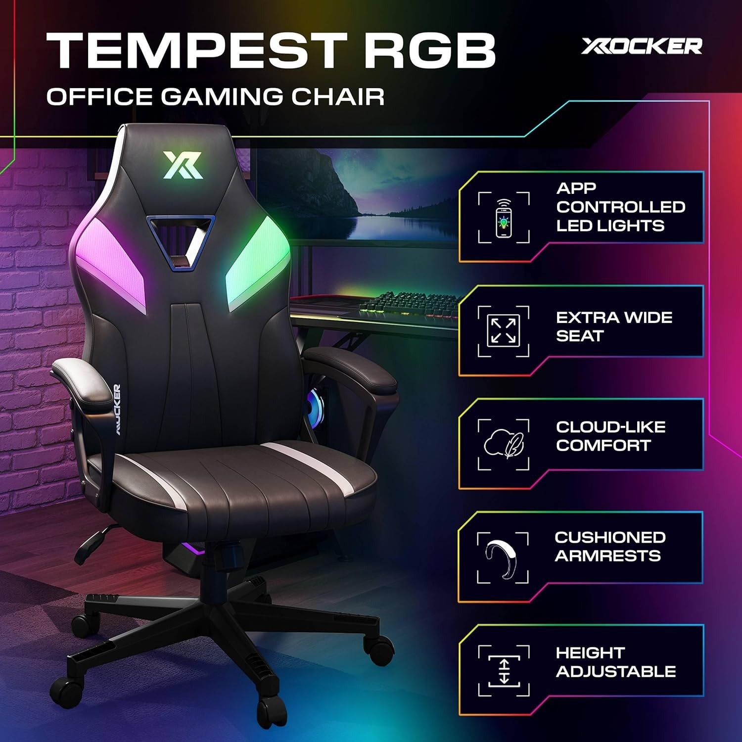 RGB Gaming Chair High Back Ergonomic LED App Control