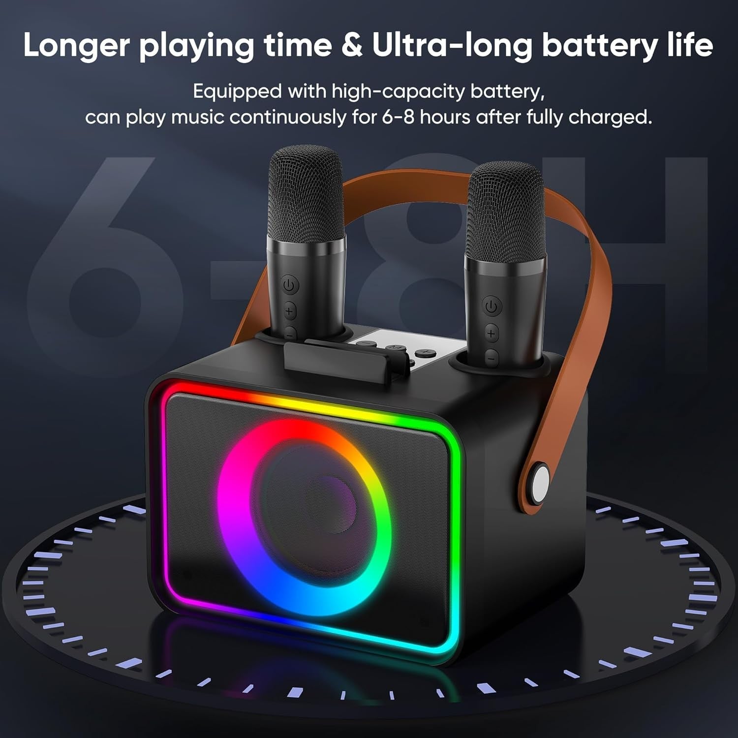Karaoke Machine 2 Wireless Mics Bluetooth LED Party Speaker