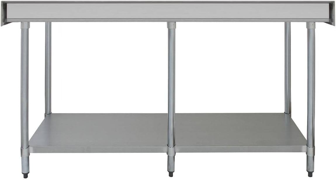 7FT Stainless Steel Kitchen Prep Table 250kg Catering Bench Shelf Backsplash