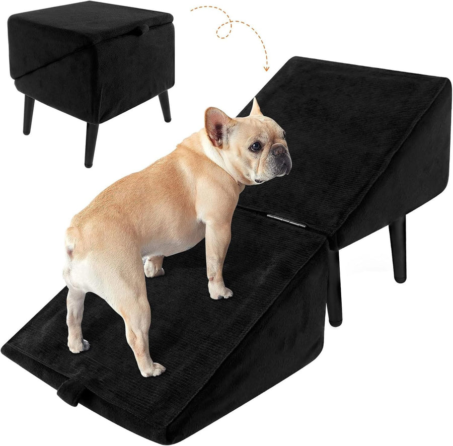 2‑in‑1 Foldable Dog Ramp & Ottoman Pet Steps – Non‑Slip Lightweight Ramp