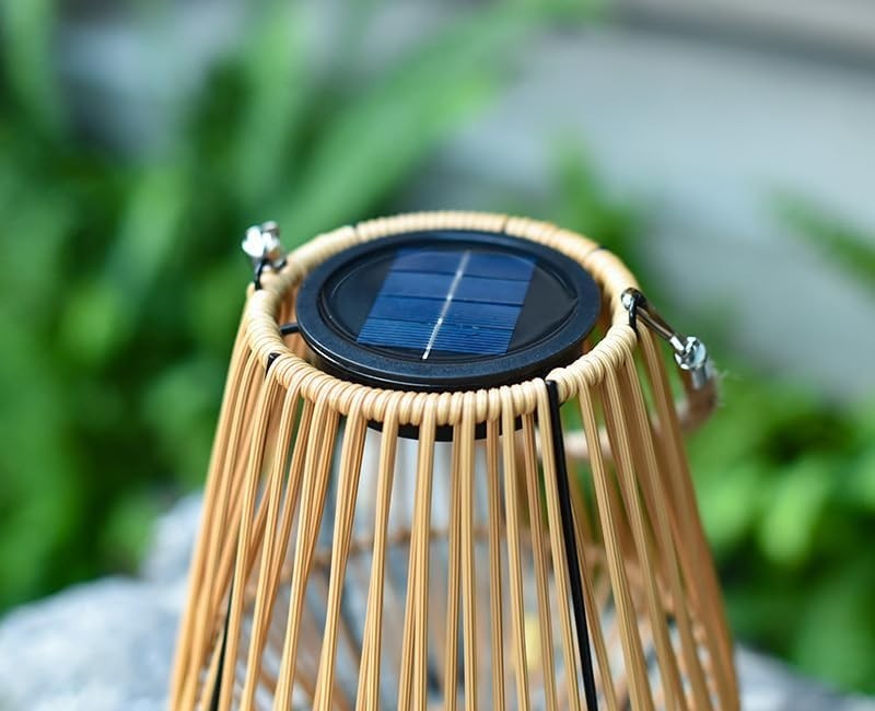 Japanese Hanging Solar Lantern – Rattan Outdoor Garden Light (Size K)