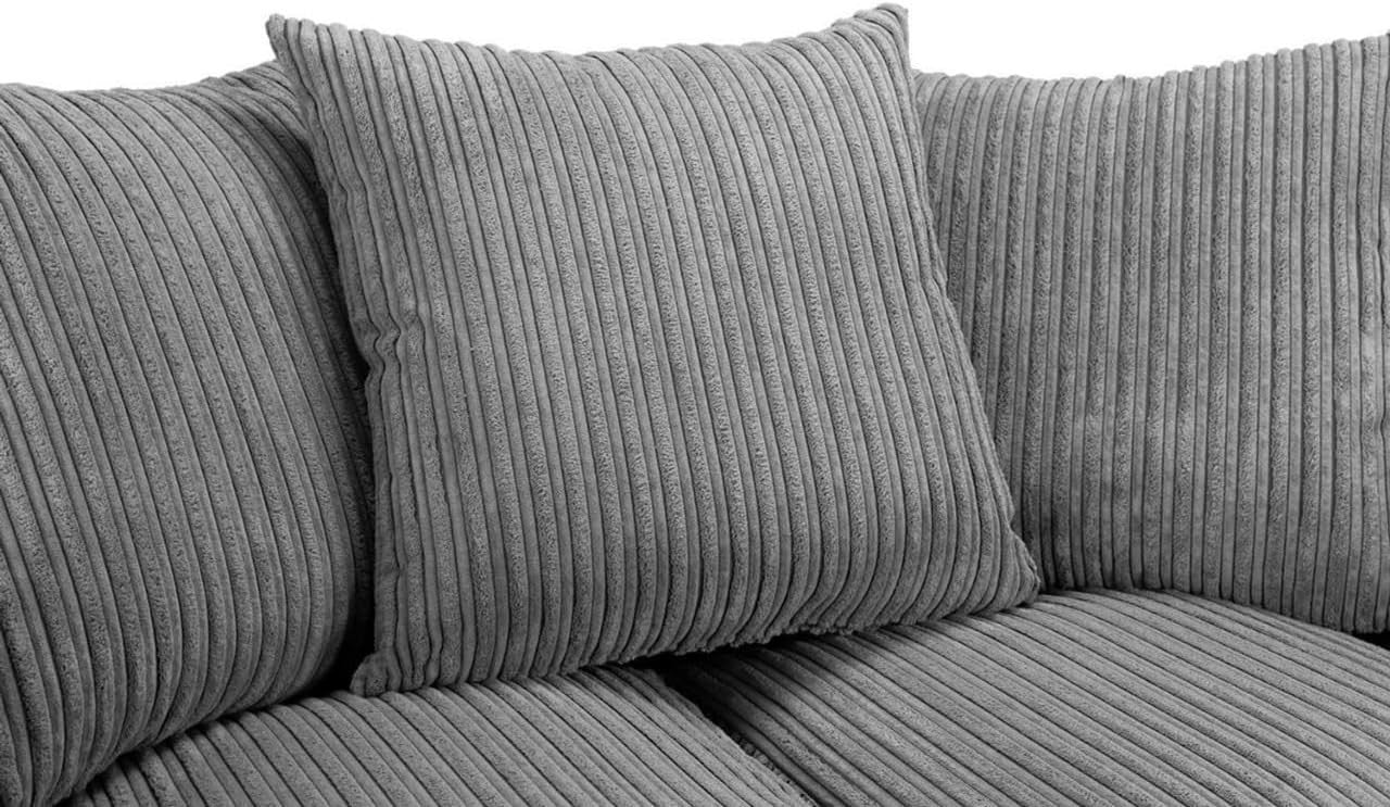 Grey Jumbo Cord Modular Dual Arm Corner Sofa 5-Seater Lounge Couch