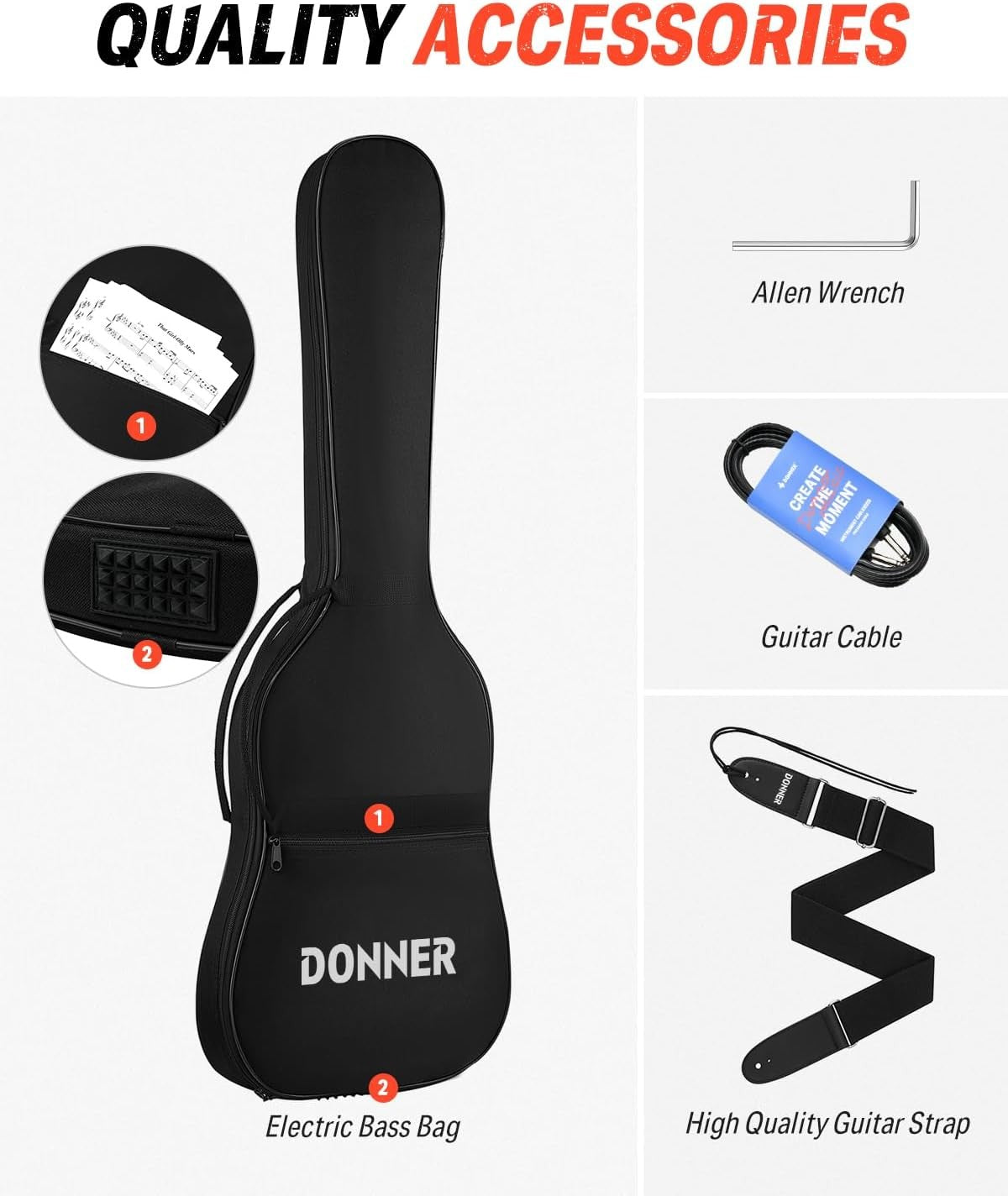Electric Guitar 39in Full Size LP Style Starter Kit Black