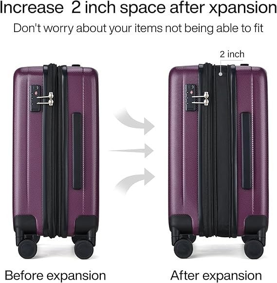 24” Lightweight Checked Hard Shell Luggage Quiet Spinner Wheels Lock