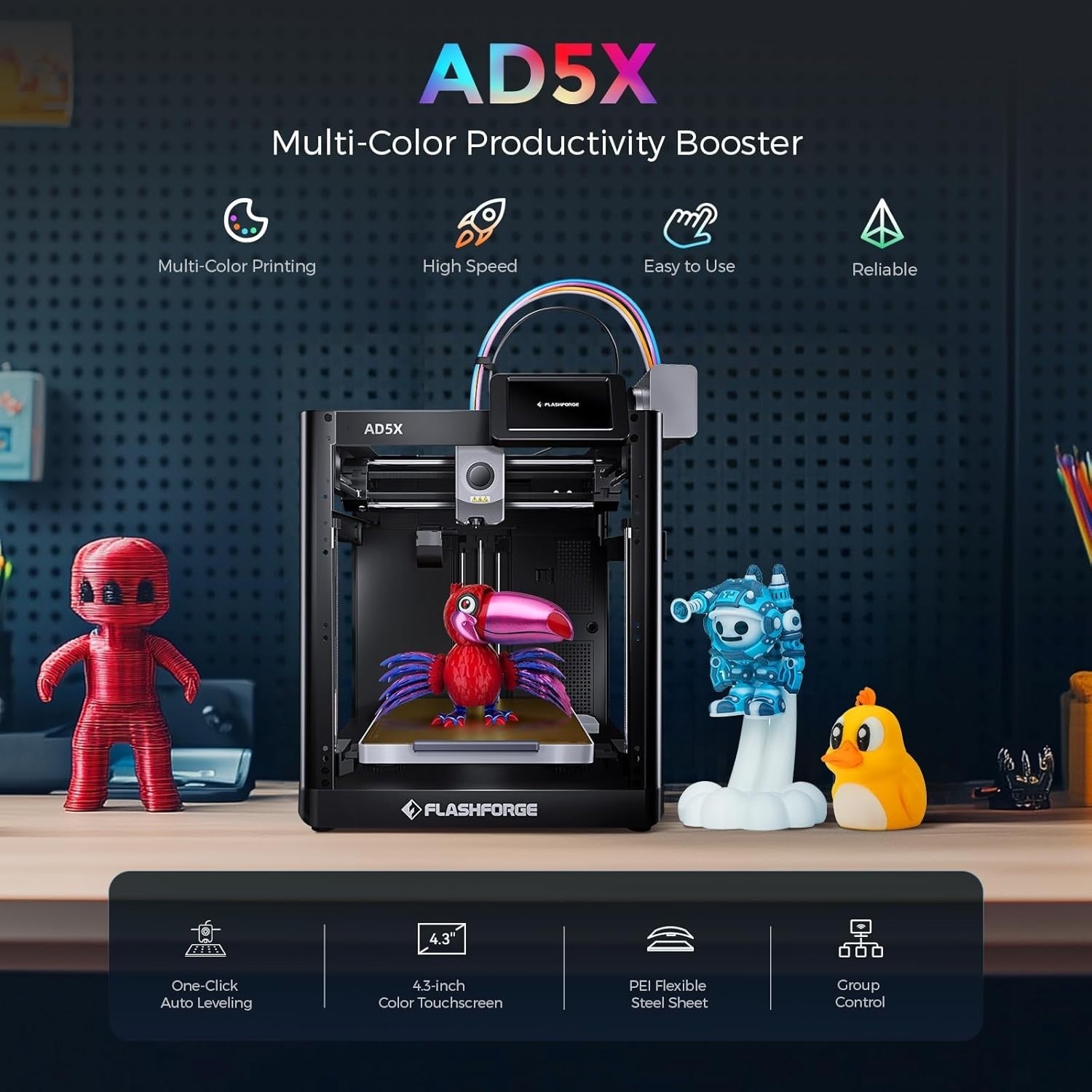 High Speed Multi-Color 3D Printer Auto Leveling 600mm/s CoreXY