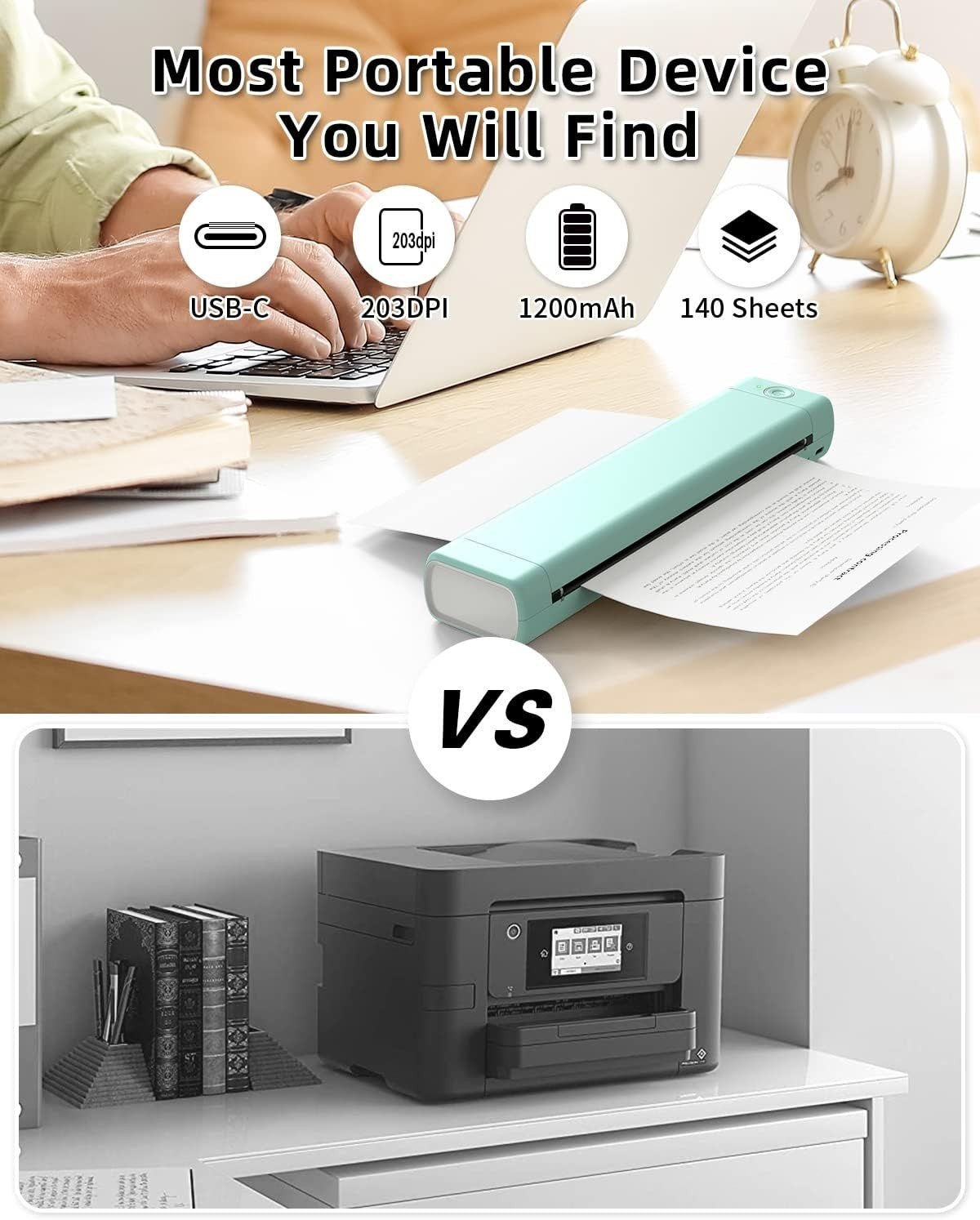 Portable A4 Bluetooth Thermal Printer Wireless Mobile Printer